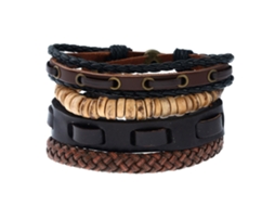 Pulseira Masculina Punk Pulseira De Couro Tecida