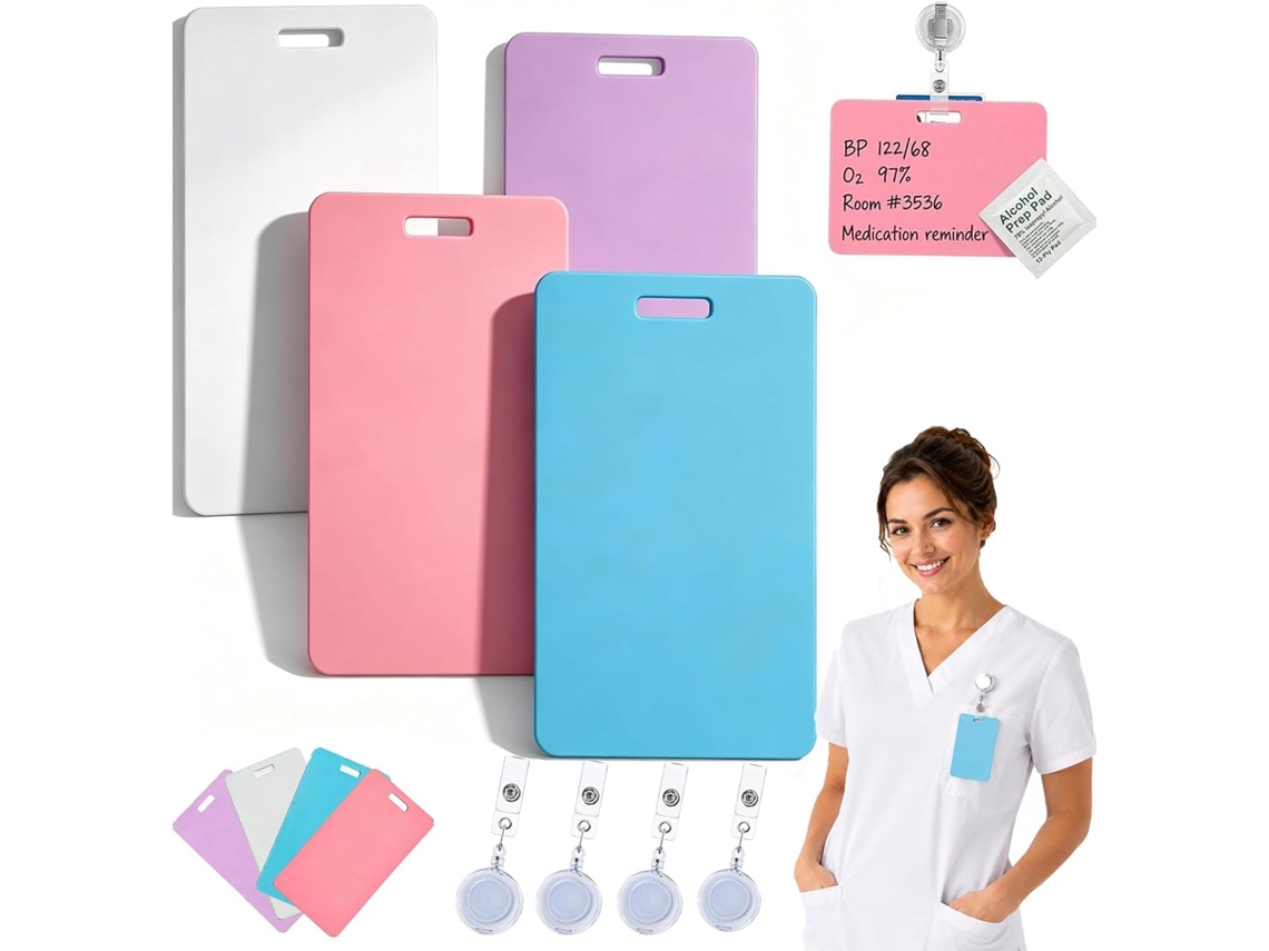 Conjunto De 4-blocos Notas Apagáveis Crachá, Reutilizáveis, Em Silicone, Identificação, Com Escrita Em Ambos
