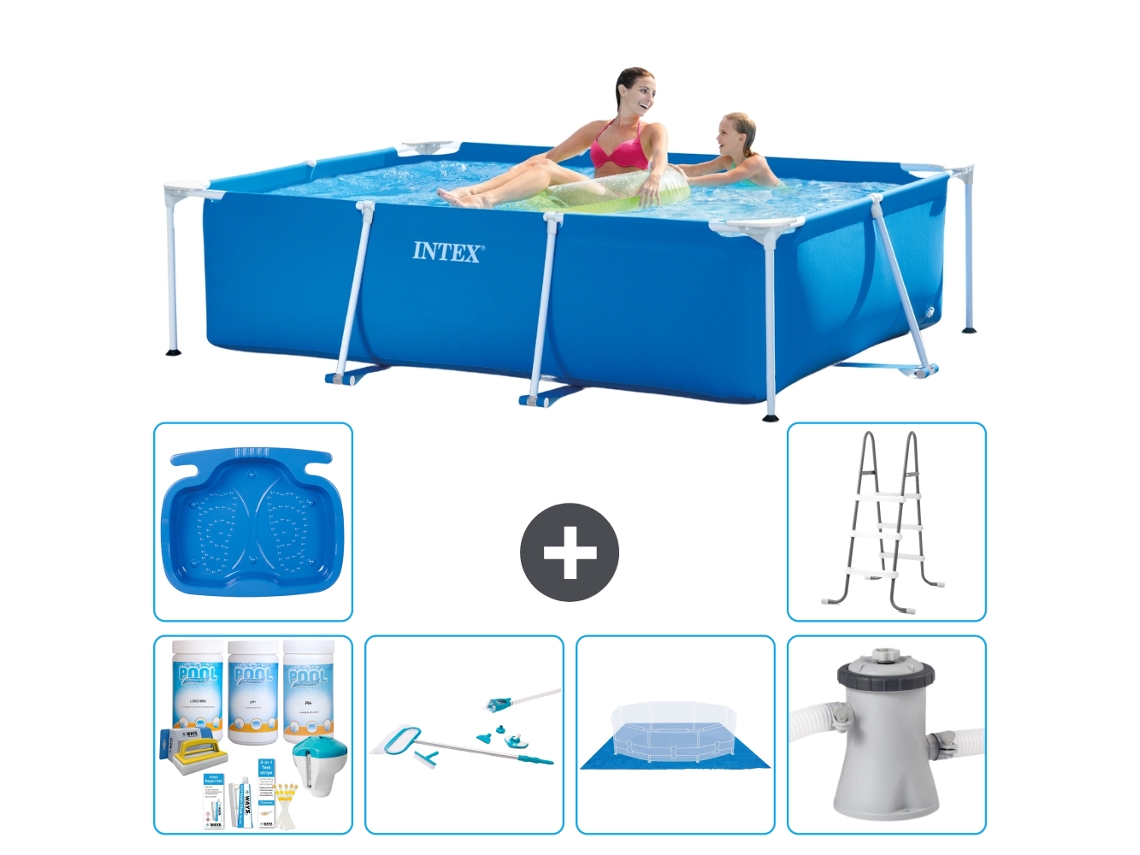 Intex Piscina Com Estrutura Retangular - 220x150x60 Cm - 7-peças S20822