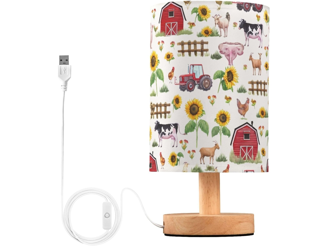 Abajur De Cabeceira Aquarelado Com Porta Usb, Sem Necessidade De Lâmpada, Luz Led Quente Para Quarto, Sala De Estar