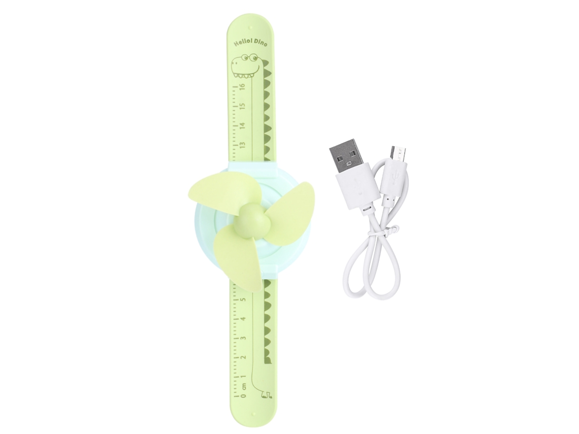 Ventilador de Pulso Infantil Mini Usb Cartão Verde Ajustável