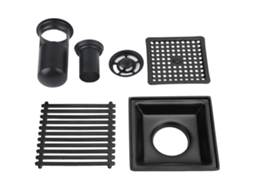 Ralo de Piso Quadrado 10x10cm com Tampa Removível em Aço Inoxidável 304 Preto com S/MARCA