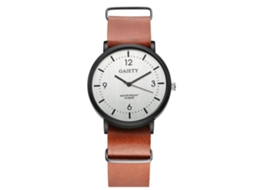 Relógio masculino Gaiety marrom, estilo casual de negócios, com movimento de quartzo e pulseira de PU.