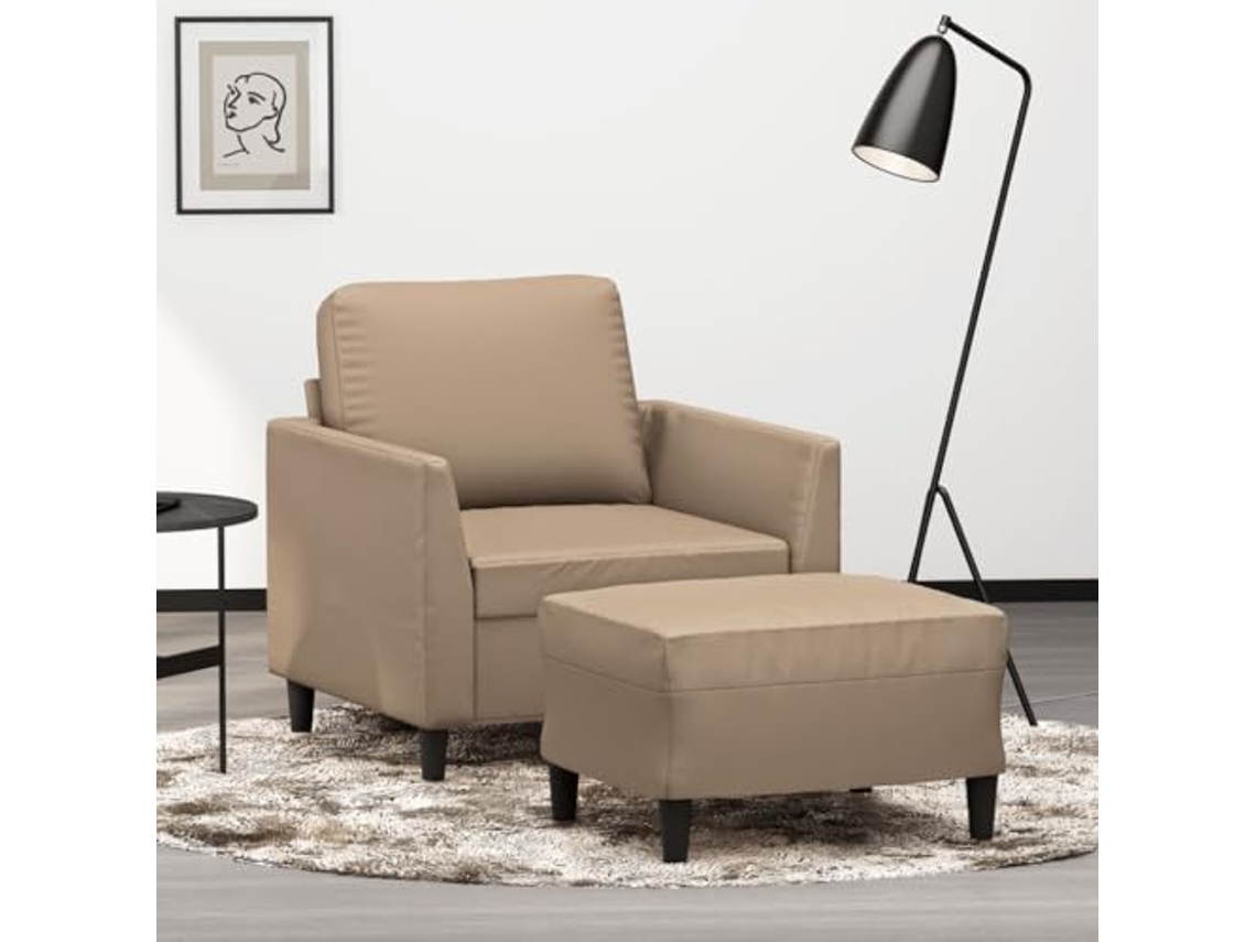 Sofa Chair With Footstool, Sofa Chairs With Footstools Vidaxl Marrom Couro Artificial (n/a)