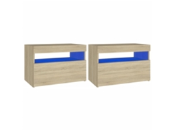 Bedside Cabinet, Bedside Cabinets Vidaxl Marrom Madeira Processada (n/a)