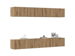 Vidaxl Conjunto De 4 Peças De Móvel Para Tv De Parede, Em Carvalho Artesanal, 100x30x30 Cm