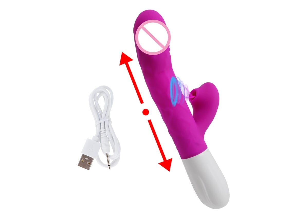 Vibrador de Coelho de Sucção de Impulso Massageador Giratório Telescópico de Aquecimento de 360 Roxo YIZHOOD
