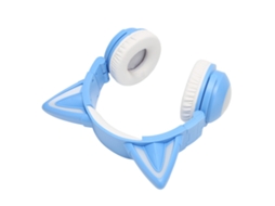 Fones Bluetooth LAXISCREED Orelhas de Gato Led Cute Azul