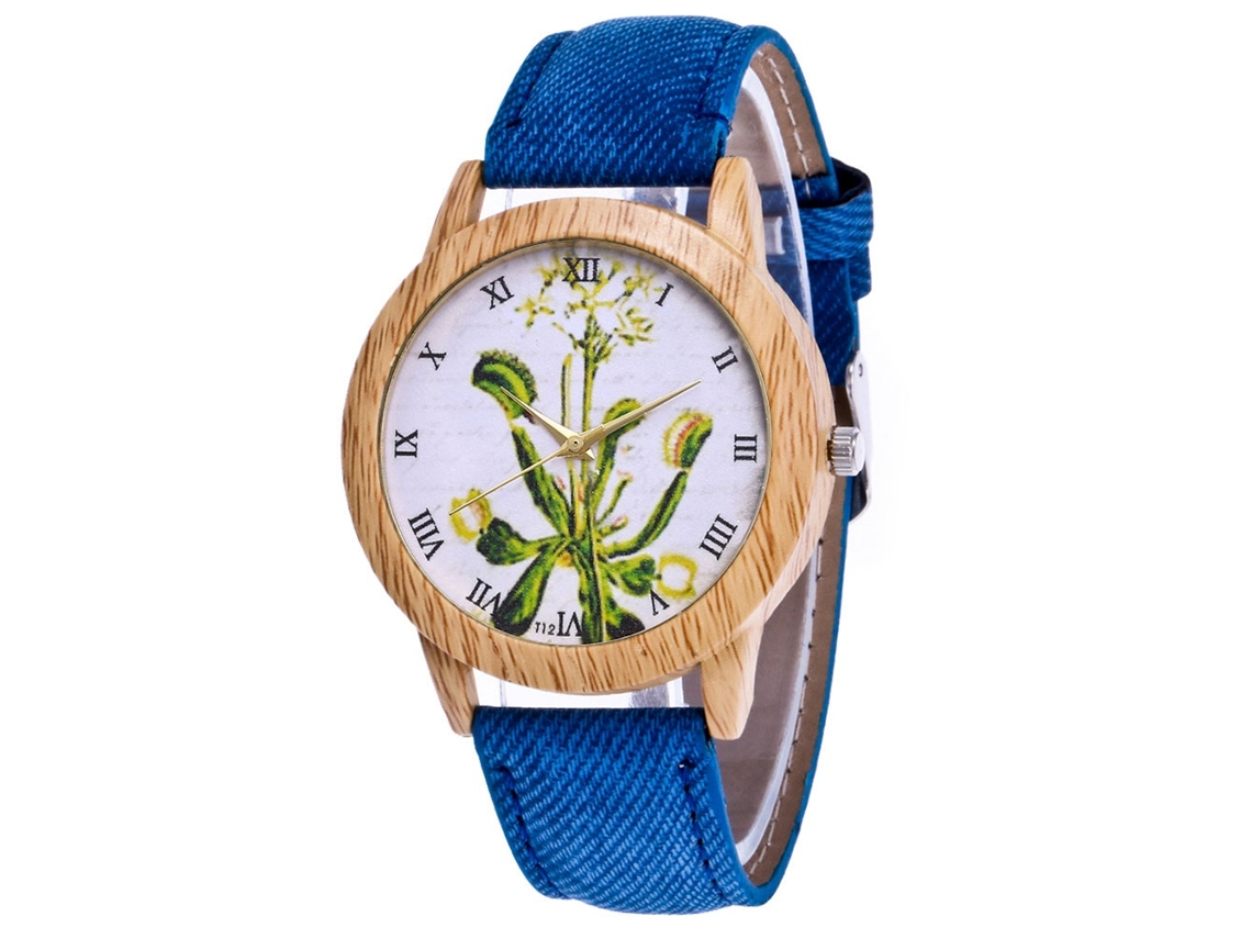 Relógio de Pulseira Casal Casual com Pulseira de Jeans Azul Zhoulianfa