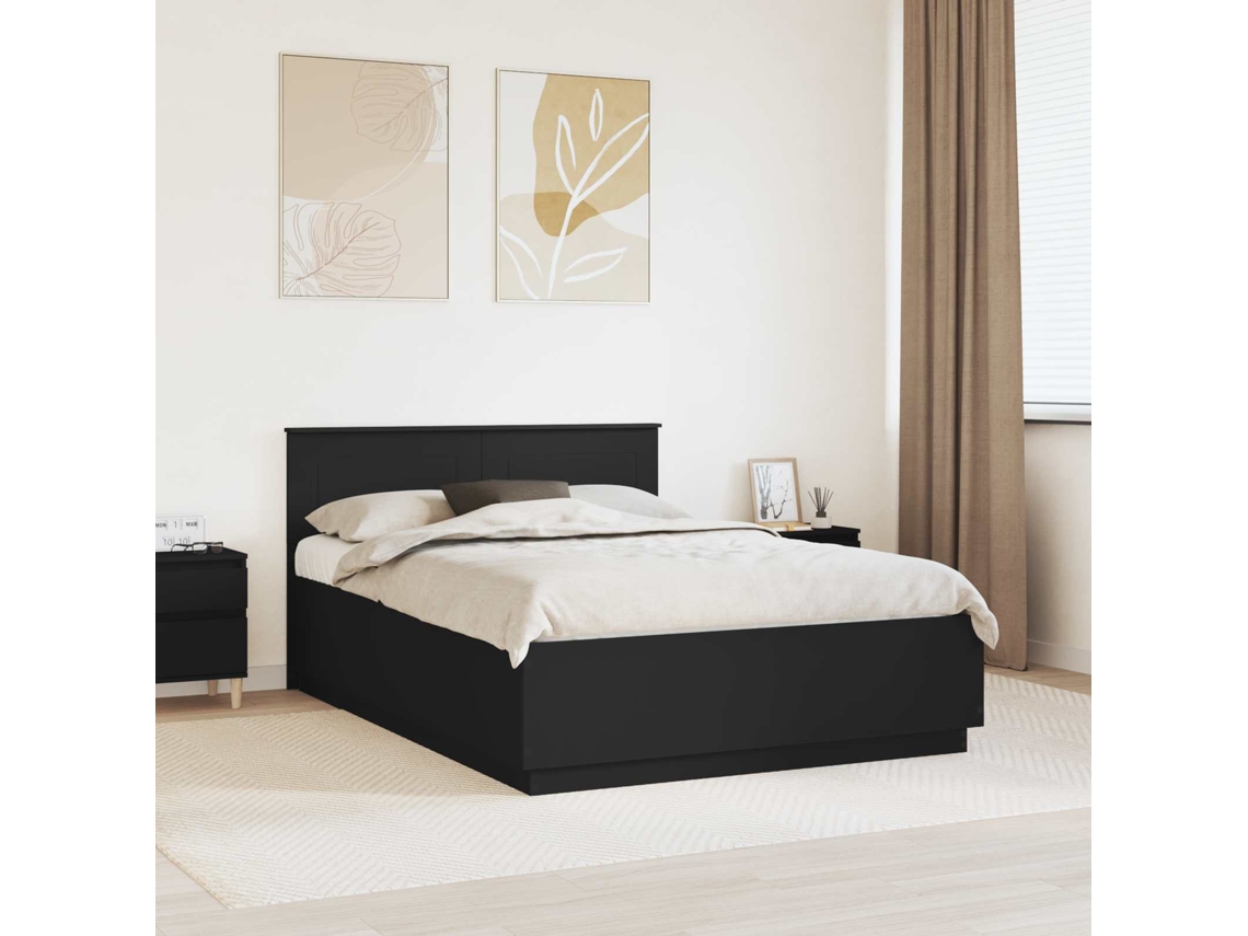 Vidaxl Estrutura Da Cama Preto 150 X 200 Cm Derivados De Madeira