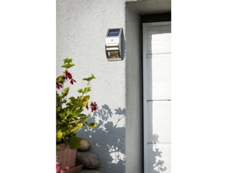 Spot Solar Em Aço Inox Com Detector De Presença Galix Tipo Luz De Parede 25 Lumens 8 Horas De Iluminação