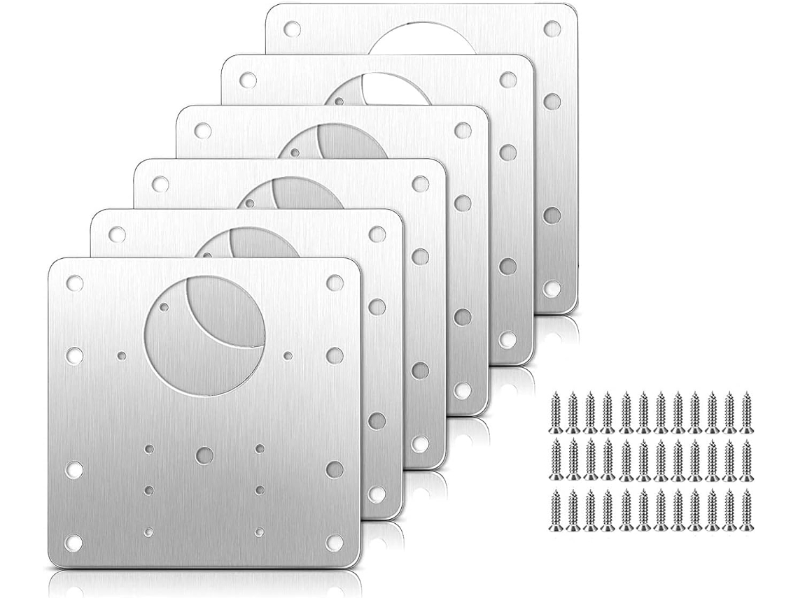 Kit Com 6 Peças De Placas Reparo Para Dobradiças Armário Parafusos, Suportes De Aço Inoxidável Para Reparo Dobradiças