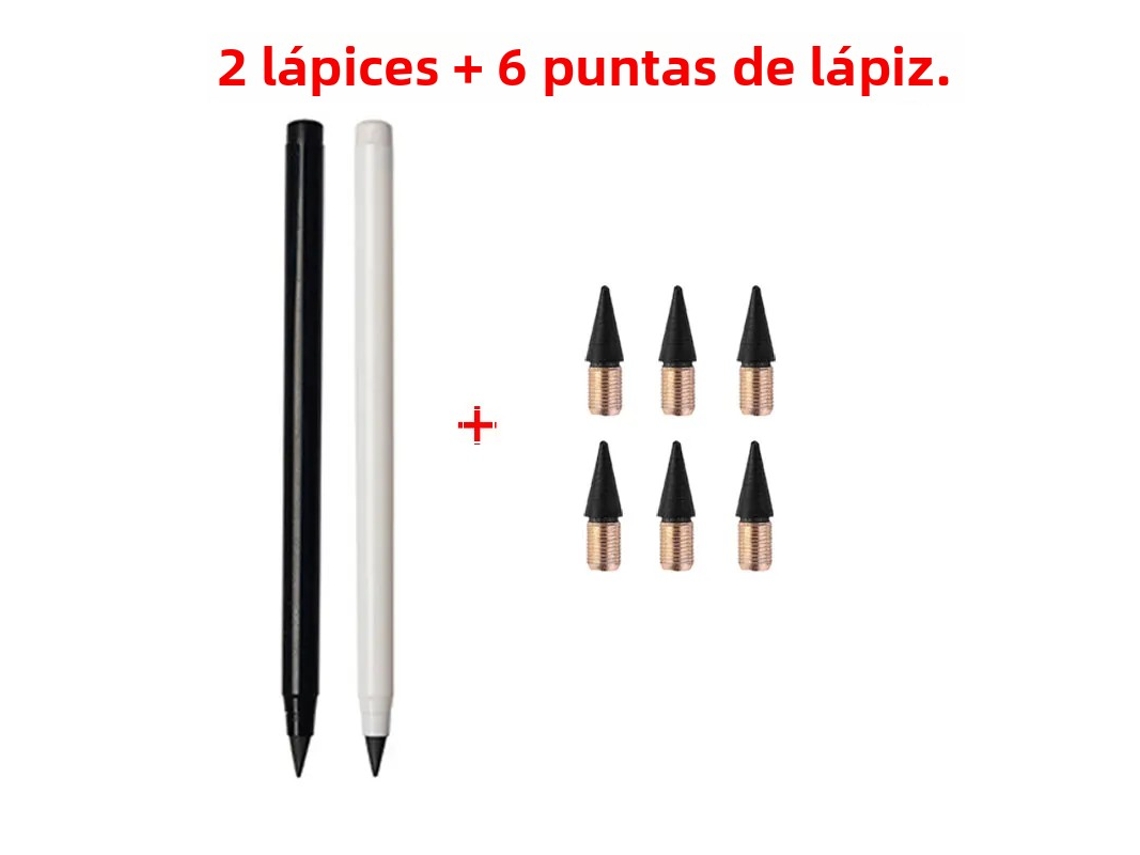 (estilo A) Conjunto De Lápis De Escrita Infinita, Inclui 2 Lápis E 6 Minas De Substituição, Apagáveis.