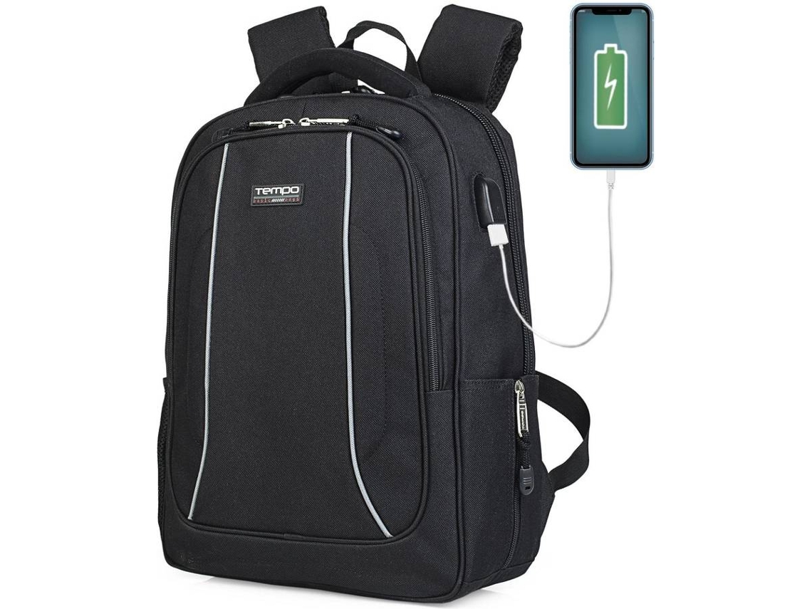 Mochila TEMPO Masculina Bolsa Portátil (15'' - Preto)