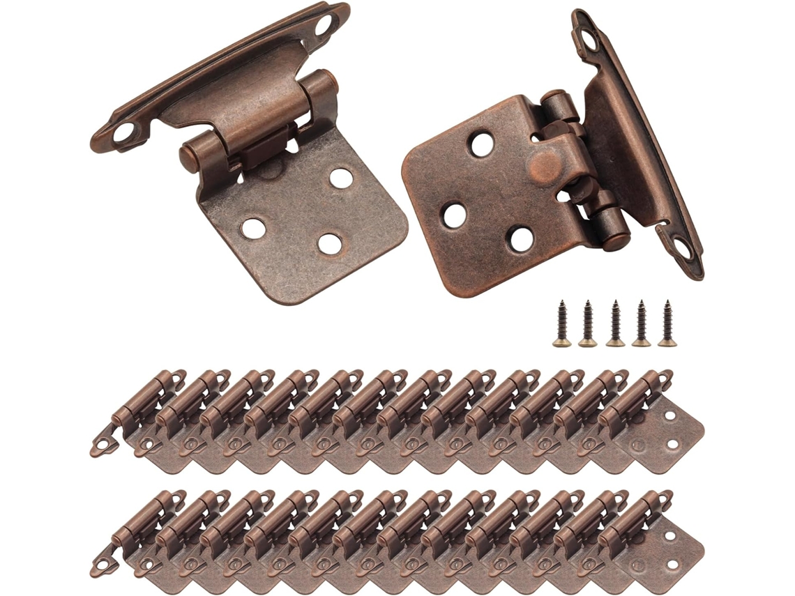 Dobradiças Para Armários De Cozinha Em Bronze, 10 Pares/20 Peças De Sobreposição Com Fechamento Automático De 1/2 Polegada Para Portas