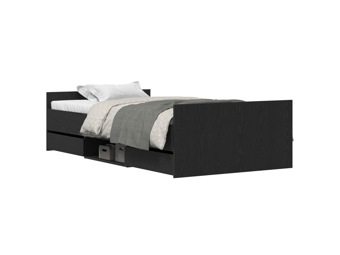 Estrutura da Cama com Gaveta em Carvalho Preto 203x103x50 cm MAISON EXCLUSIVE