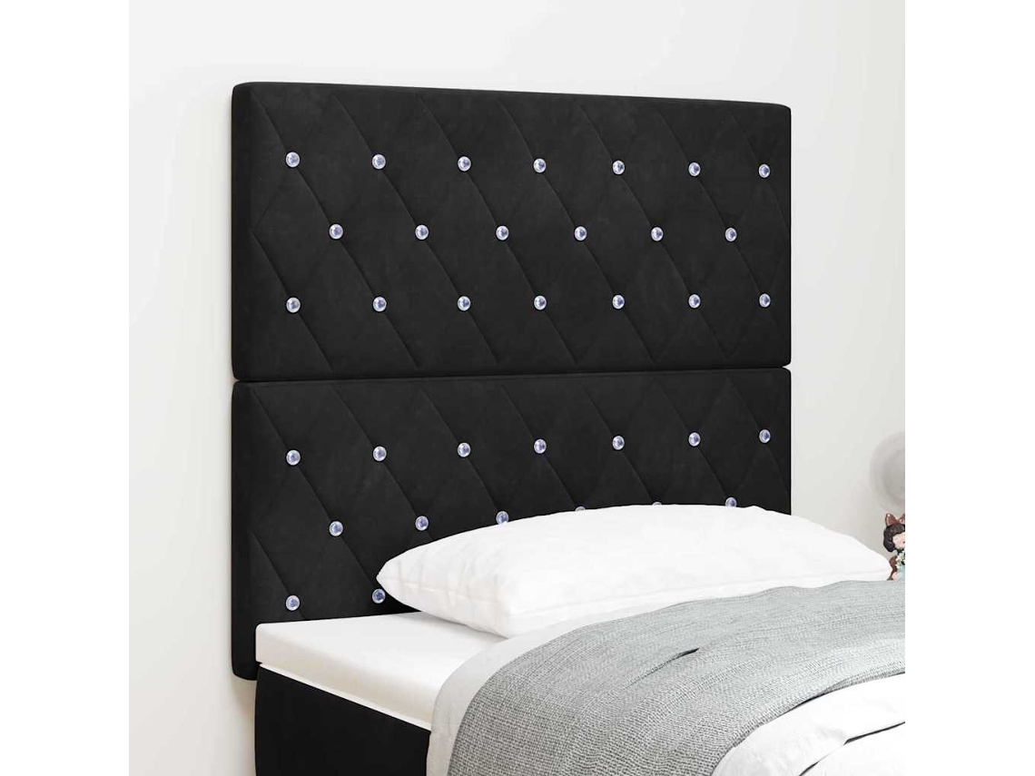 Vidaxl Cabeceira Led Com Fitas Led Com Cabeceira Preto 100 Cm Veludo
