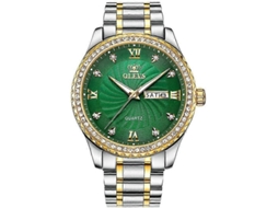 Relógio masculino Olevs 5565 de quartzo à prova d'água com pulseira de aço inoxidável e diamante Hengrongshen