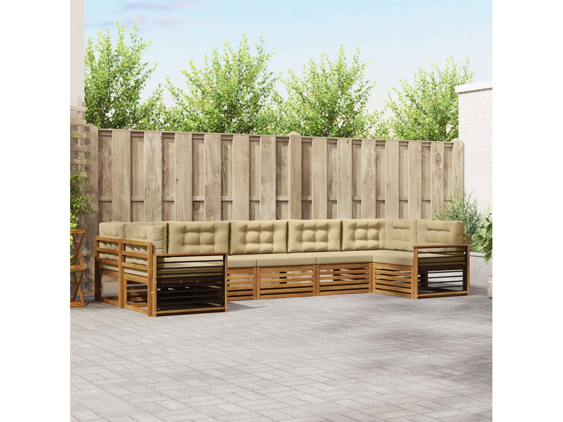 Vidaxl Conjunto De Sofás Para Exterior 7 Unid. Natural E Bege