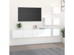 Vidaxl Móvel P/ Tv De Montagem Na Parede Madeira Processada Branco