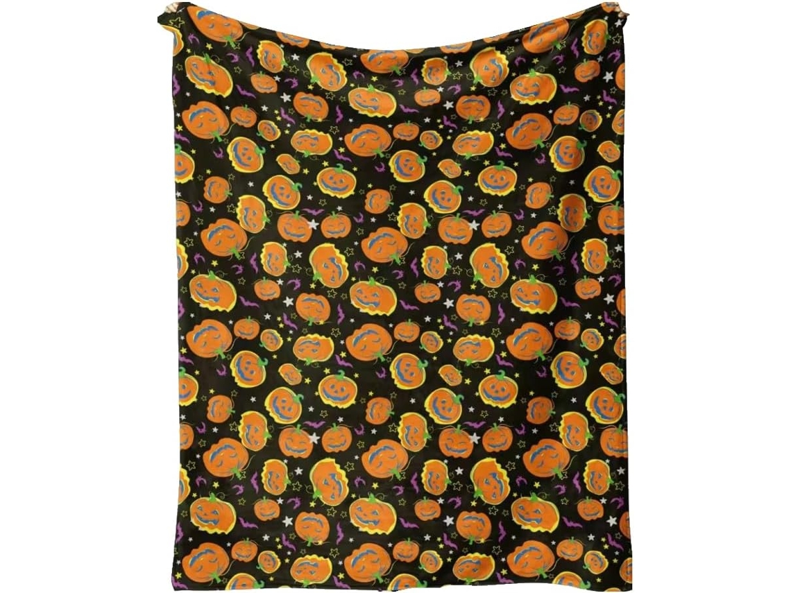 Manta Pequena Syjym Halloween em Flanela com Estampa Digital Confortável Macia e Quente de Dupla Face Ideal Pa