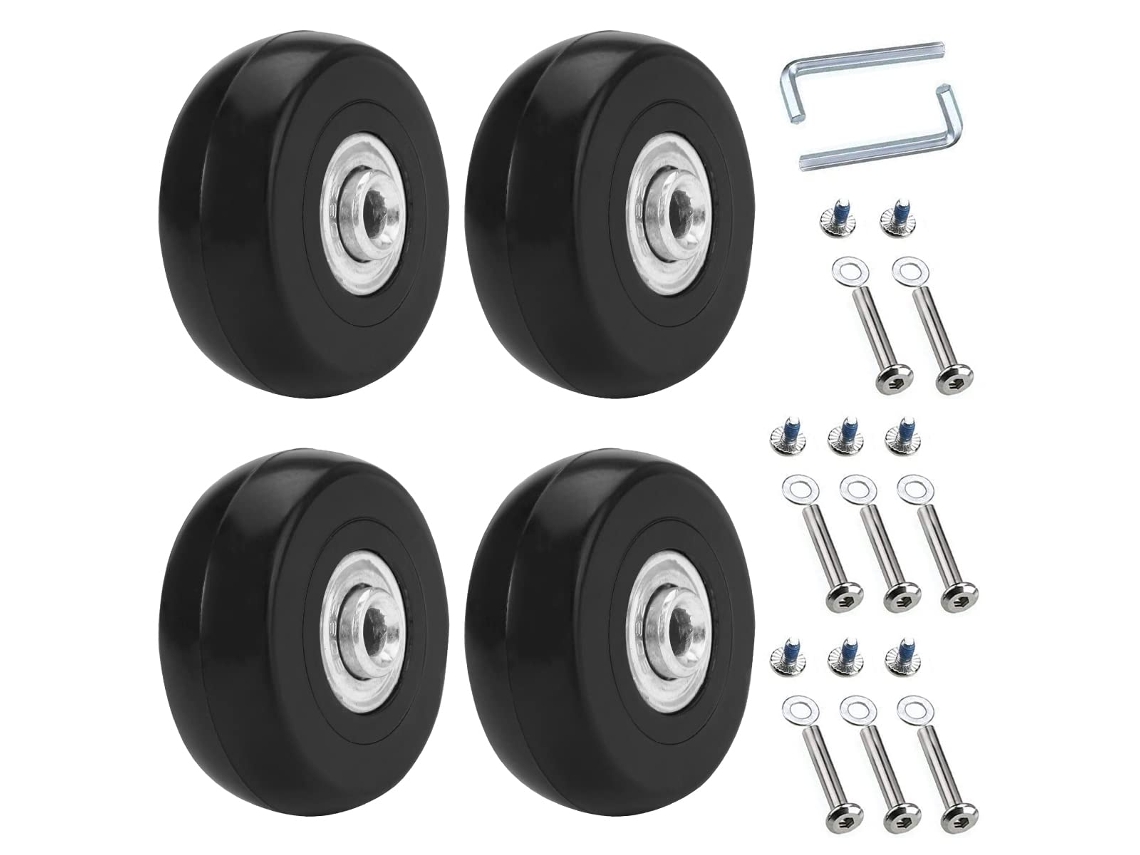 Peças 50x18mm Roda De Reposição Para Malas,rodízios Giratórios De Borracha Com Rolamentos,kit De Reparo,preto Btforus