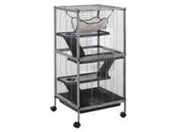 Gaiola Roedor Aço 3prateleiras, 4rodas+rede+bandeja, 52x52x113,5cm, Cinza Prateado Ge