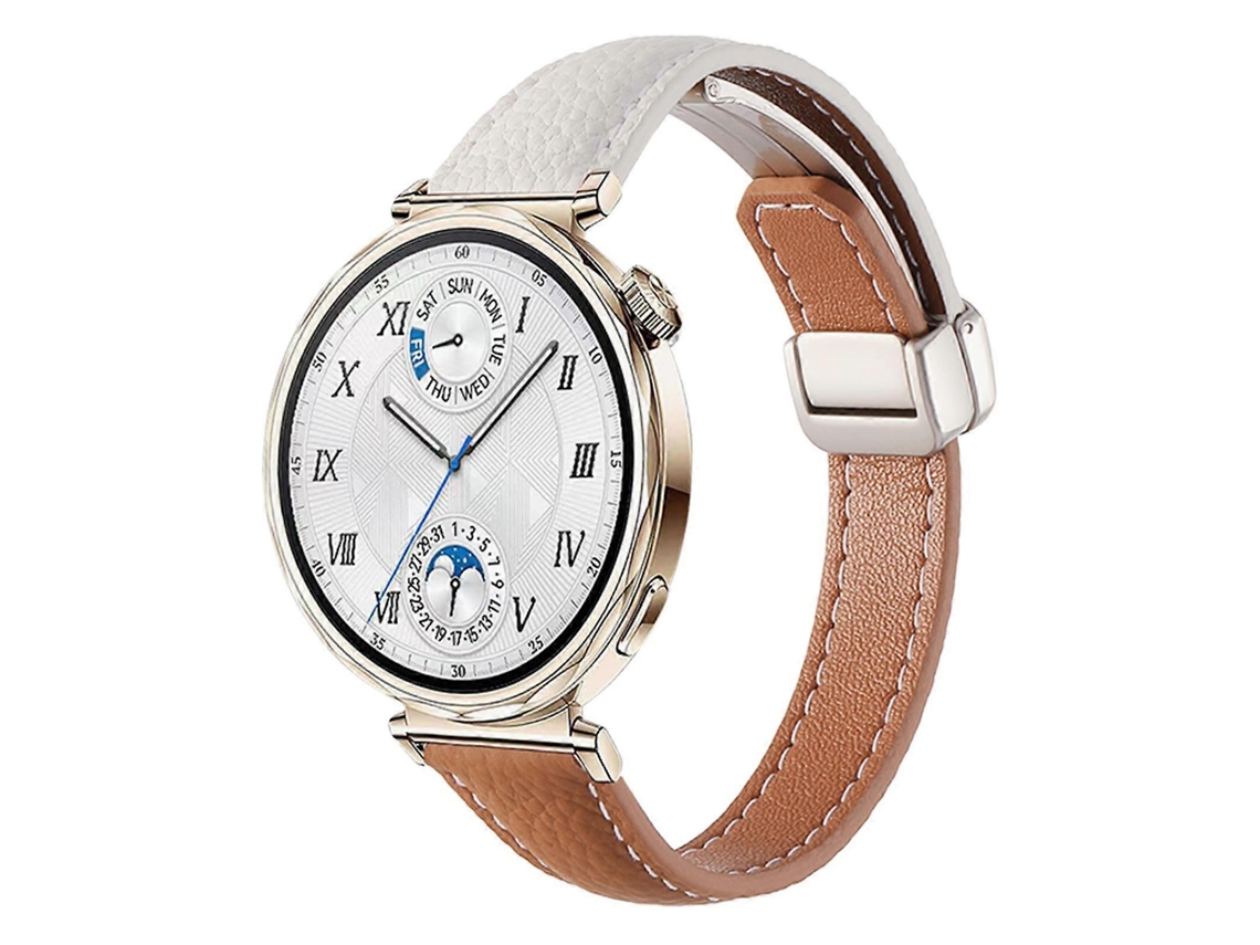 Pulseira De Couro Fina Com Textura De Lichia E Fecho Magnético Dobrável.