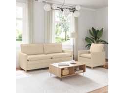 Vidaxl Conjunto De Sofás 2 Unid. Creme Tecido