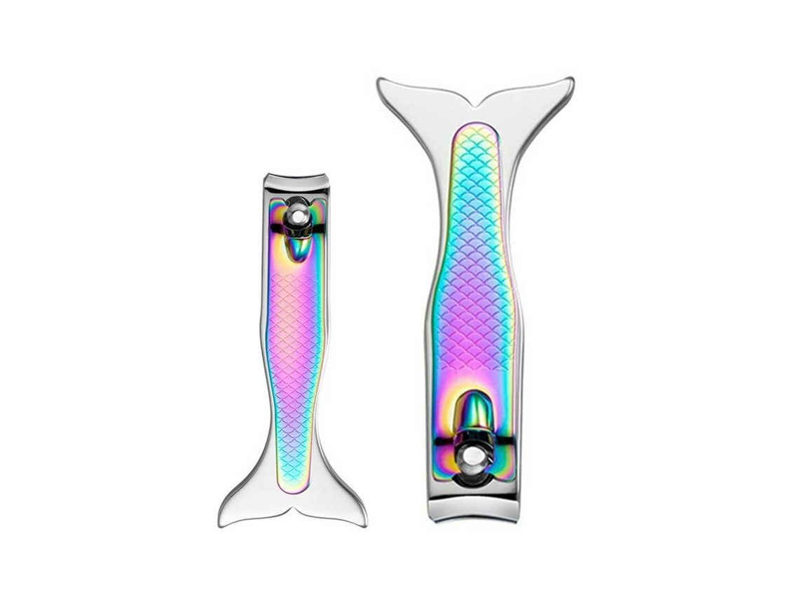 Conjunto De Cortadores De Unhas Sereia 2 Peças De Aço Inoxidável Unhas E Aquaforge