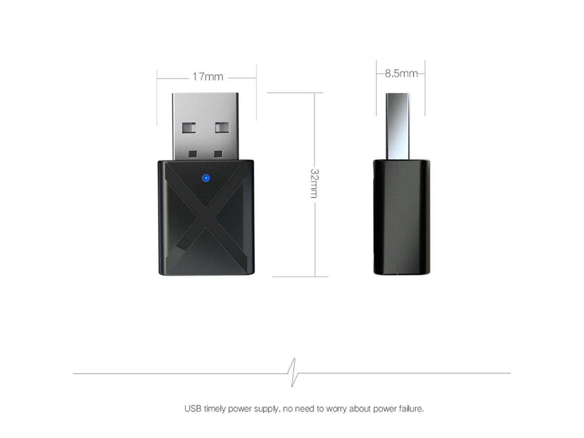 Adaptador De Áudio Usb Bt 2 Em 1 Transmissor/receptor Portátil Mini Para Fones De Ouvido Sem Fio Kn320