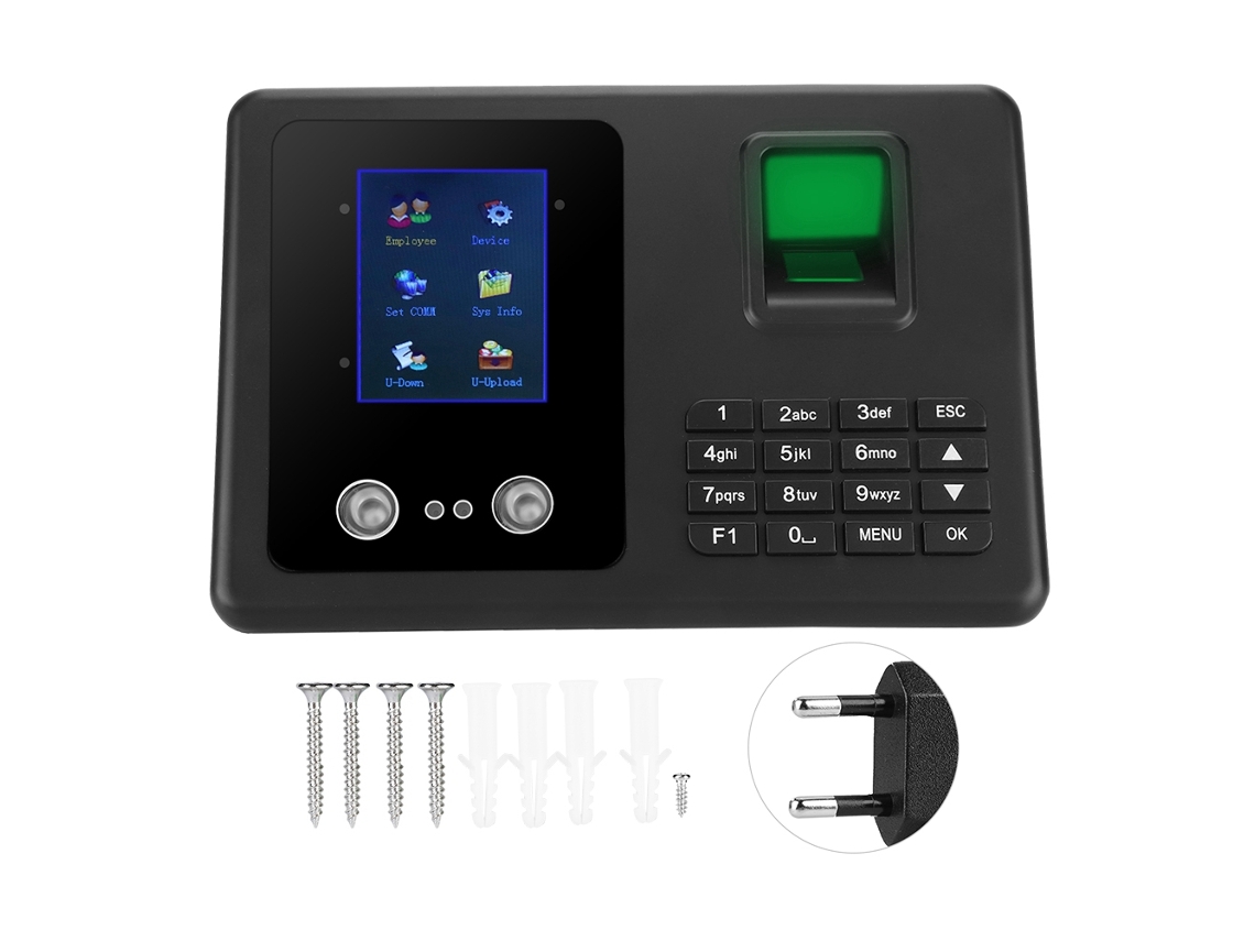 Máquina De Ponto Por Impressão Digital Sem Software De 2,8 Polegadas (gerenciamento Sem Software + Padrão Ue, Tensão Universal 100-240v)