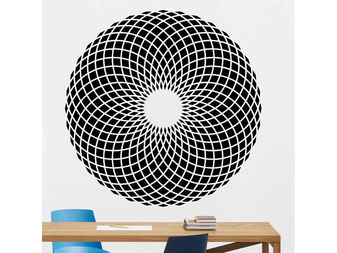 Adesivos de parede com padrões geométricos, efeitos visuais, adesivos de vinil com ilusão geométrica, decoração para casa, escola e sala de aula, 84x84 cm