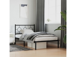 Vidaxl Estrutura De Cama Com Cabeceira 100x200 Cm Metal Preto