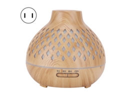 Umidificador difusor de aroma elétrico com textura de madeira clara e luz noturna, 400 ml, 100-240 V