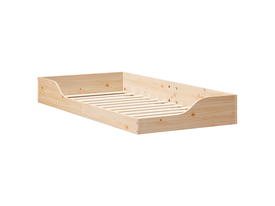 Conjunto 1 Cama De Plataforma Vidaxl Bege Madeira De Pinho Maciça (75 X 190 Cm)