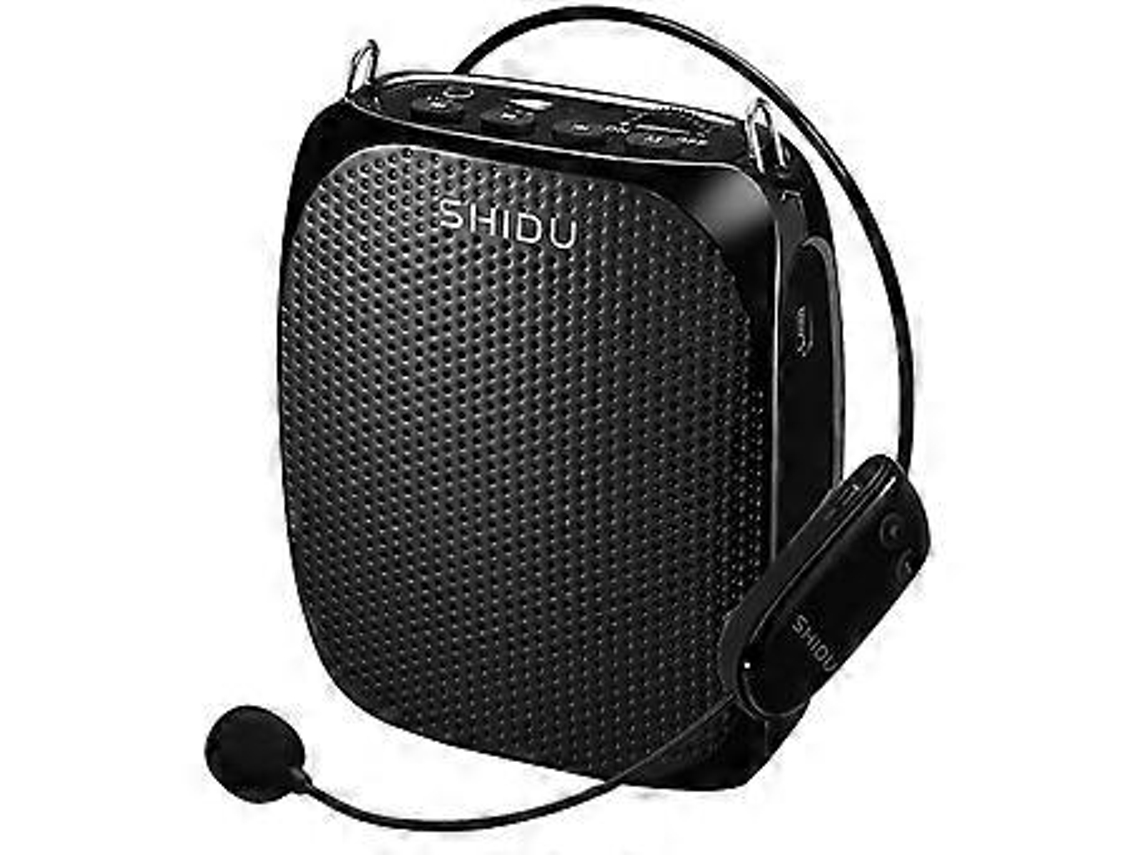 Primeiro amplificador de voz com fones de ouvido e microfone. Caixa de som portátil para professores. Slowmoose