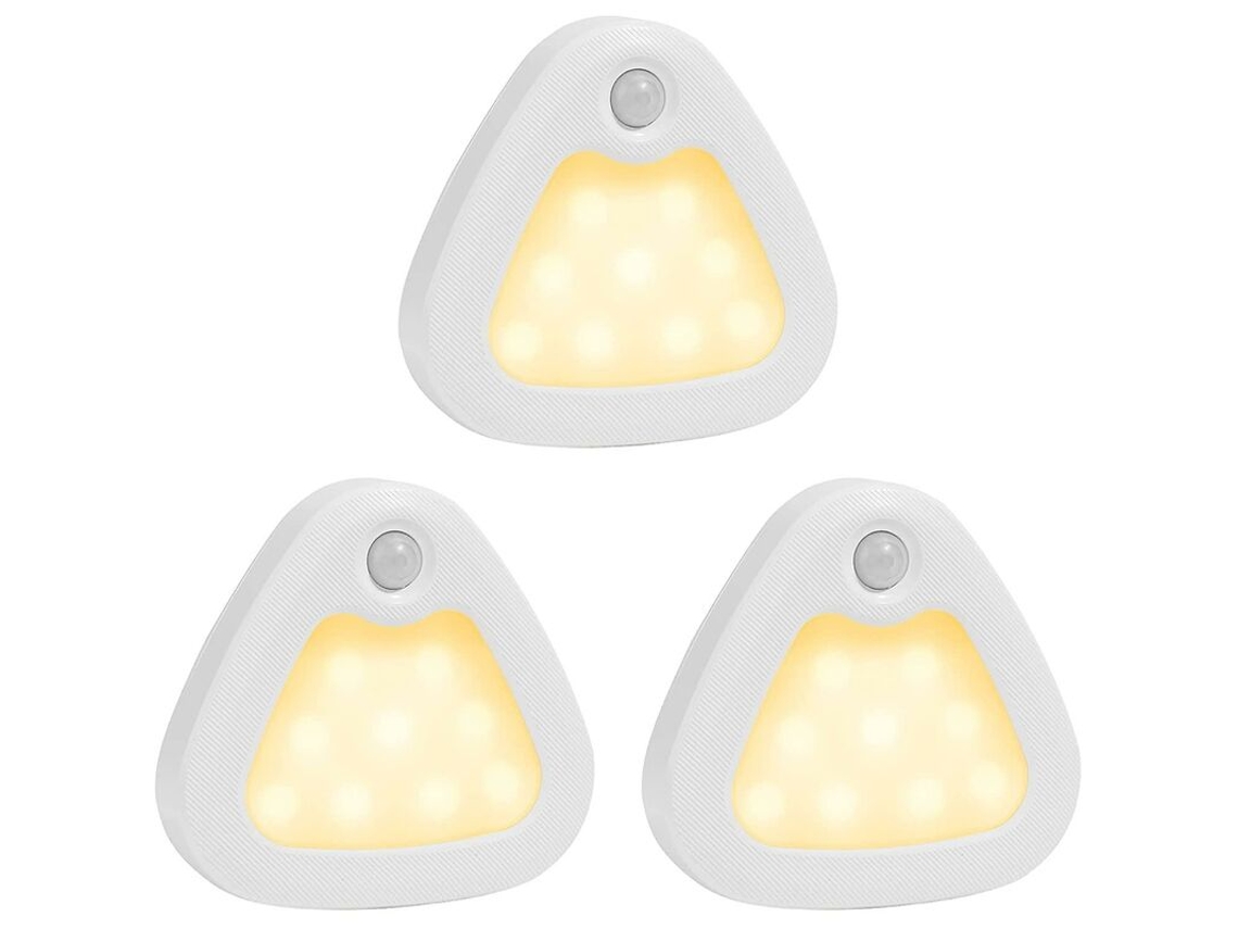 Kit com 3 Luzes Sem Fio Sensor de Movimento, Alimentadas por Bateria, Luzes Led Super Brilhantes com Fita Magnética /fita 3m para Armários BRILVIBERA
