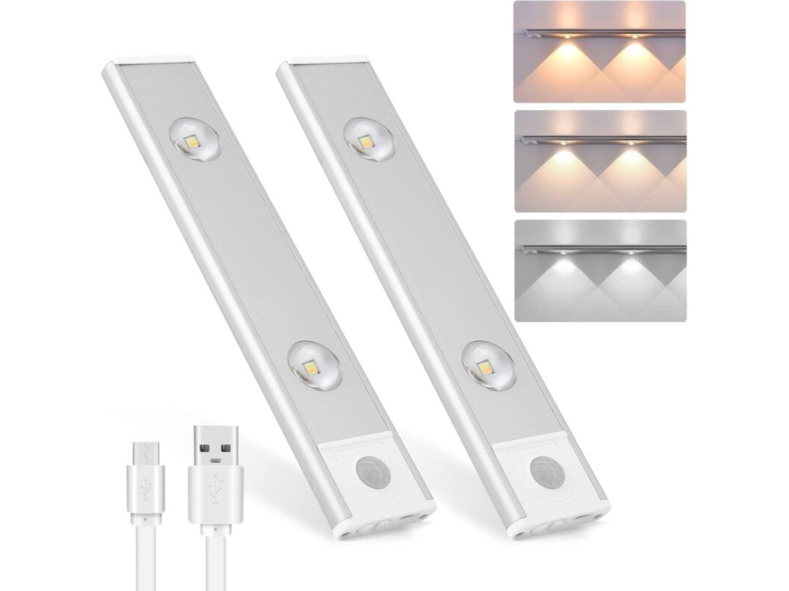 Conjunto De 2 Luminárias Led Sem Fio Para Armário, Com Intensidade Ajustável, Sensor De Movimento, 3 Modos De Iluminação, Ideais Para Cozinha, Quarto
