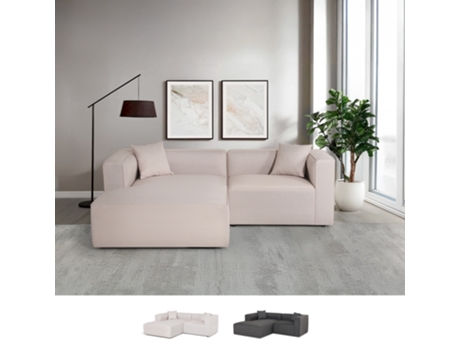 Sofá modular de 3 lugares em tecido com módulo de borda acoplável Lorys Modus Sofá