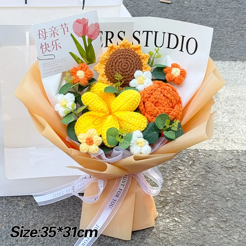 Flores de Crochê, Flores Feitas À Mão, Buquês de Formatura, Buquês de Crochê Feitos À Mão MDUG