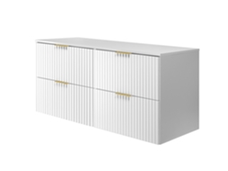 Móvel De Lavatório, Branco, 120 (2 X 60) X 57 X 46 Cm, Puxador Dourado + Tampo