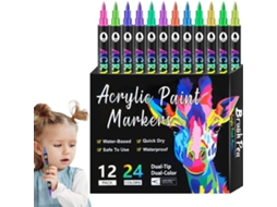 Marcadores De Tinta Acrílica- Conjunto De Canetas Com Ponta Dupla Para Pintura Em Pedra- Materiais De Desenho