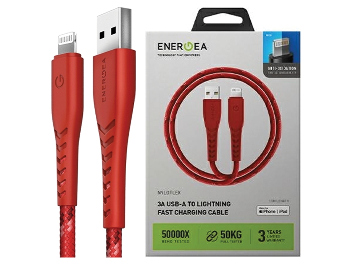 Cabo Energea Nyloflex Usb Para Carregamento E Sincronização Lightning C89 Mfi 1,5m Iphone