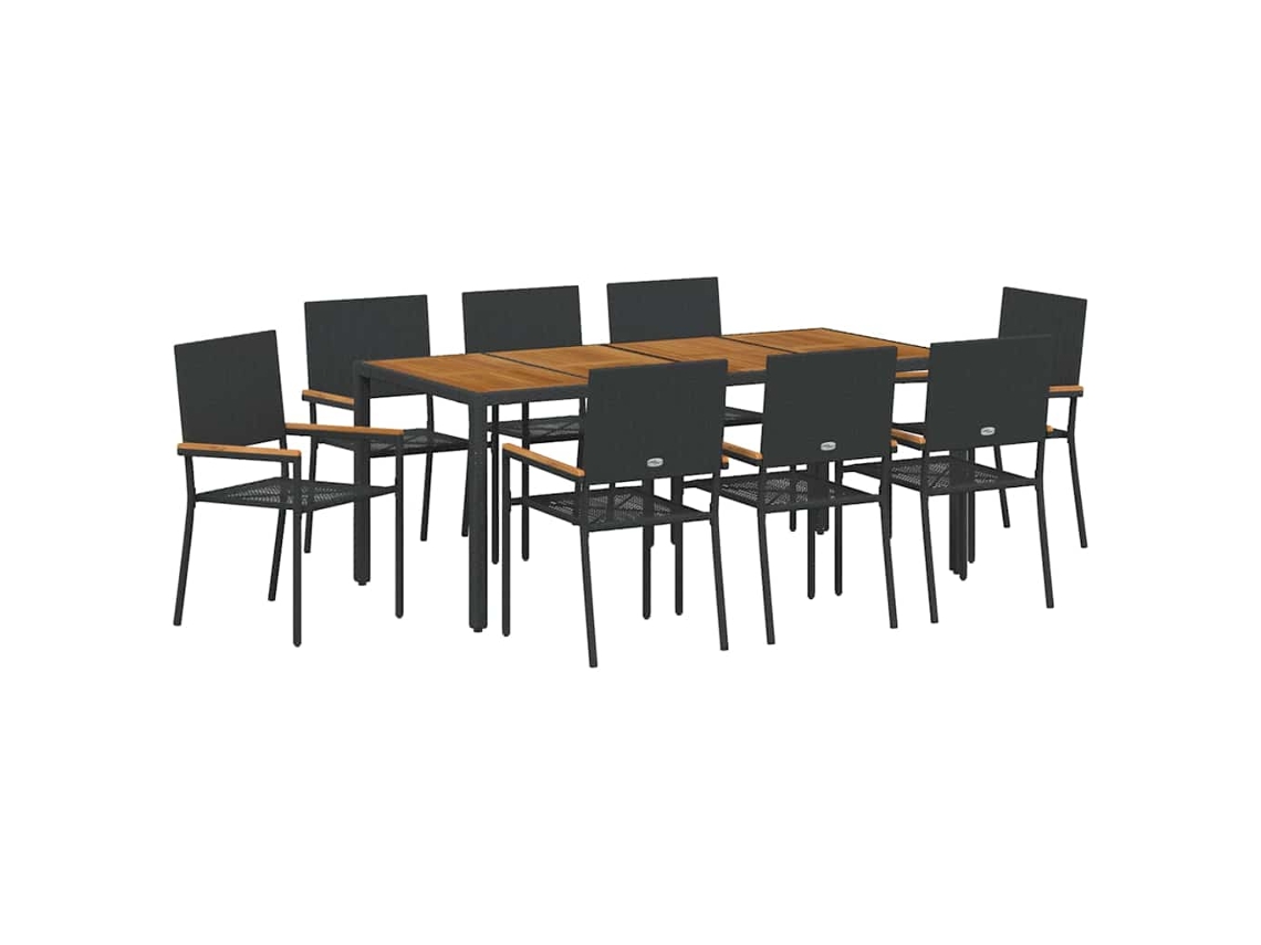 Maison Exclusive - Conjunto Jantar Para Jardim 9 Peças Vermelho Vime Pe