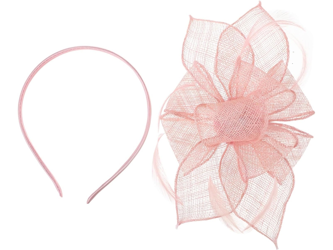 Tiara De Malha Floral Para Mulheres, Acessório Fascinator Com Detalhe De Penas.