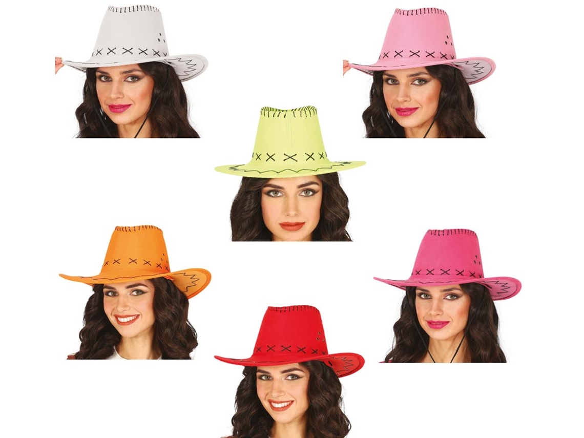 Chapéu de cowboy de couro sintético em várias cores para adulto