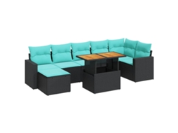 Maison Exclusive - 8 Pcs Conjunto Sofás De Jardim Com Almofadões Vime Pe Preto