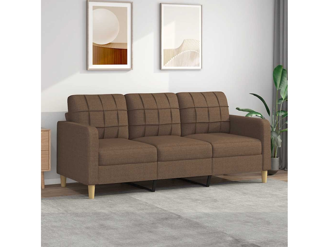 Vidaxl Sofá De 3 Lugares Tecido 180 Cm Castanho