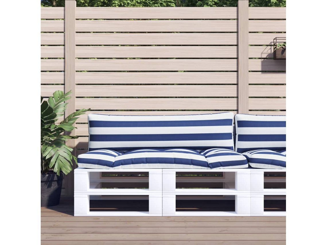 Vidaxl Almofadões P/ Paletes 2 Pcs Tecido Oxford Riscas Azul/branco